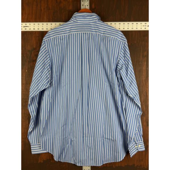Ralph Lauren Classic Fit Button Up Striped Executive Shirt Haberdashe Blue XL 17 - Picture 9 of 9